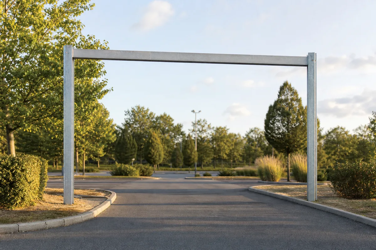 Portique limiteur de hauteur : cotes, pose et normes